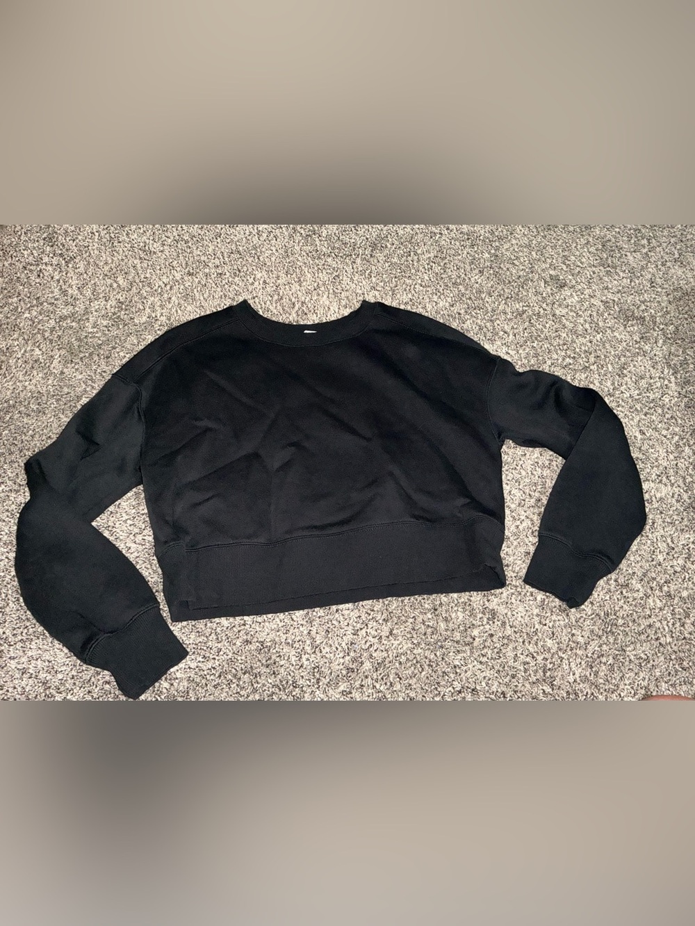 Black Cropped Crewneck Sweatshirt